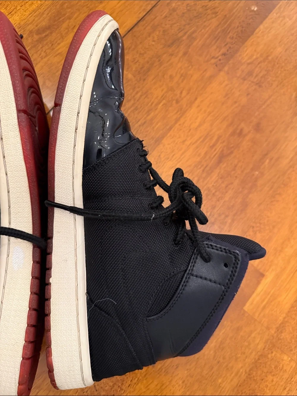 jordan Black High-Top Sneakers with Cream Midsole and Burgundy Outsole 10.5
